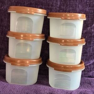 Vintage Tupperware Modular Mates Set of 6 container #1 with brown covers.